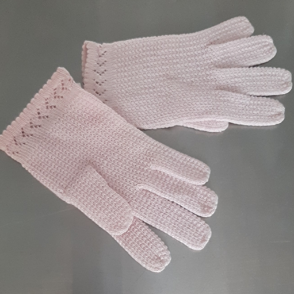 NWOT Vintage Soft Pink Crochet COTTON Gloves Fit Small To Medium